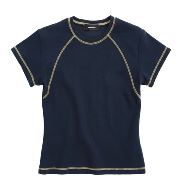 Colored stitch line short sleeve tee