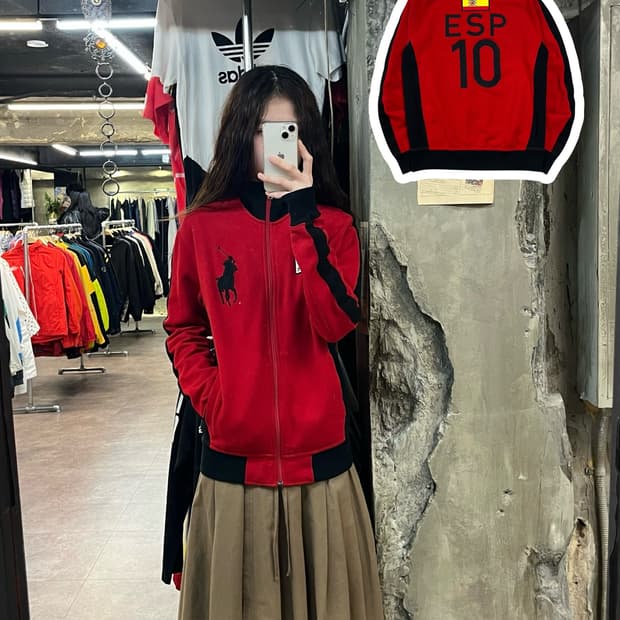 폴로 랄프로렌 빅포니 스페인 스웻 집업 자켓 레드 S #csz1987