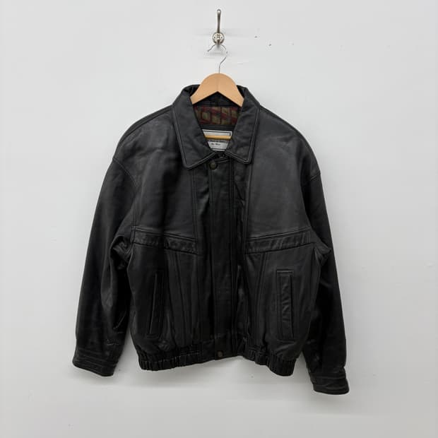 블랙 레더 양가죽 자켓 점퍼 남성XL
