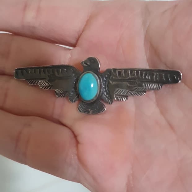 네이티브 아메리칸 터키석 썬더버드 팬던트