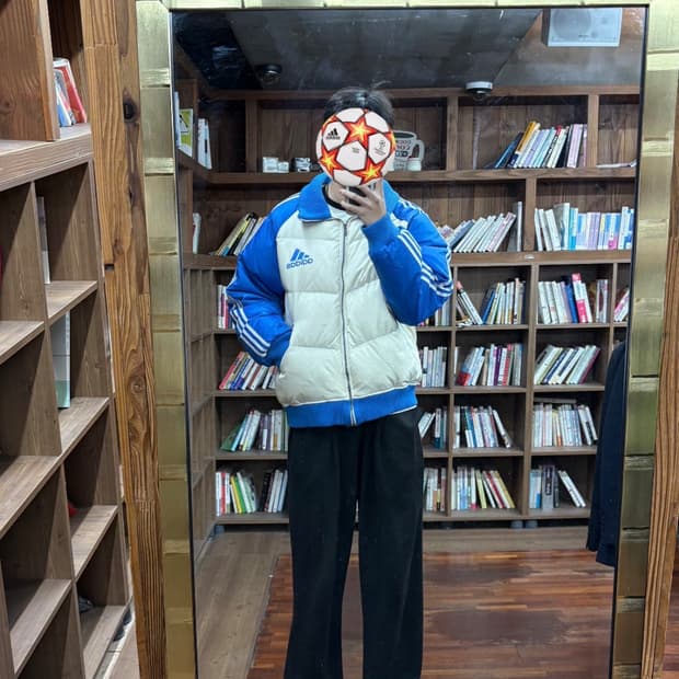아디다스 블루 화이트 패딩 [105]