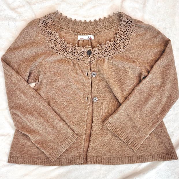 Sm2 사만사모스모스 레이스 브라운 모리걸 가디건