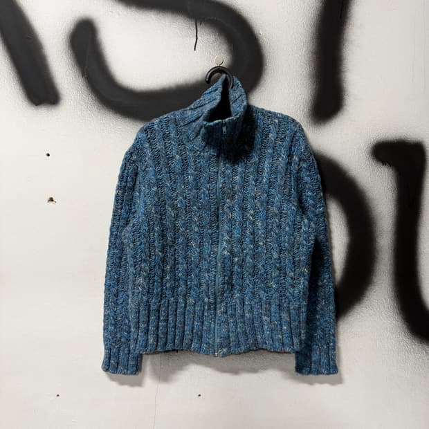 VTG 빈티지 하이넥 크롭 집업 니트 자켓