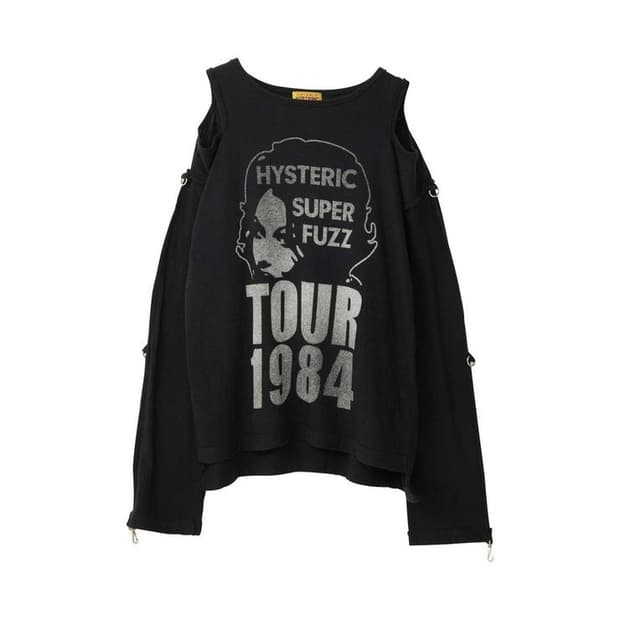 히스테릭 글래머 TOUR 1984 풀오버 콜드 숄더 빈티지 스트리트 긴팔