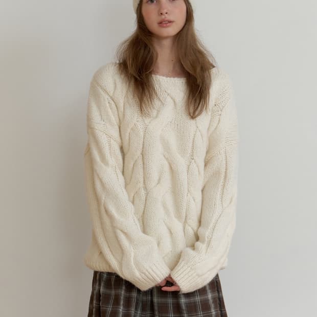 Ruana overfit knit (ivory)