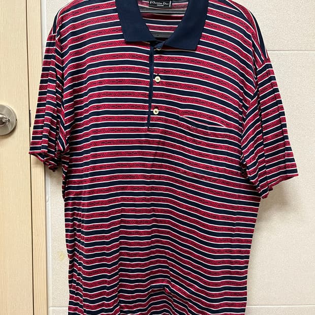 빈티지 크리스찬 디올 스트라이프 폴로 셔츠 XL
