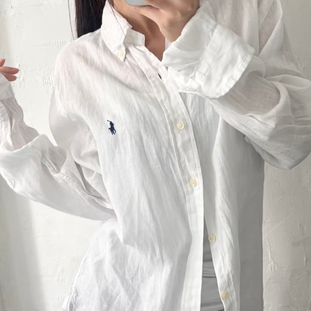 Polo 폴로 랄프로렌 QR신형 화이트컬러 린넨 셔츠