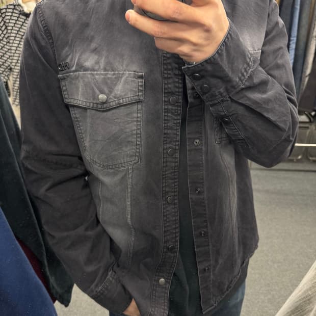 L)할리데이비슨 vintage 블랙 스톤 워싱 데님 긴팔셔츠