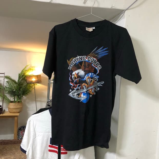 Old crow U.S.A Marine Corps 블랙 반팔티