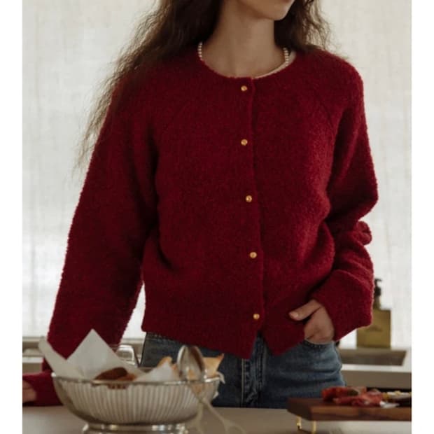 틸아이다이 Alpaca candy cardigan_Red