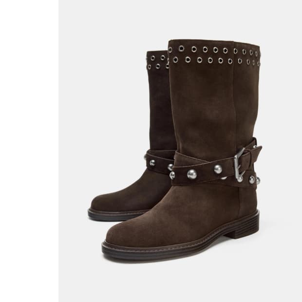 자라 스터드 스웨이드 앵클 부츠 (245, EU38)