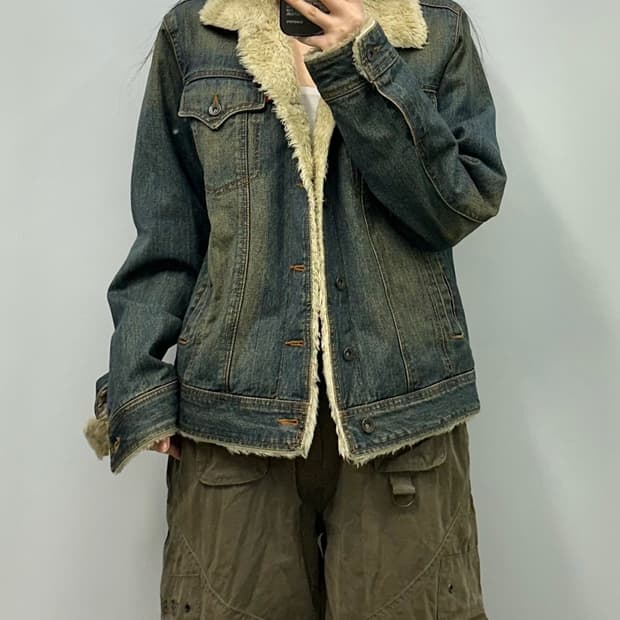 리바이스 레드탭 워싱 쉐르파 양털 데님 자켓