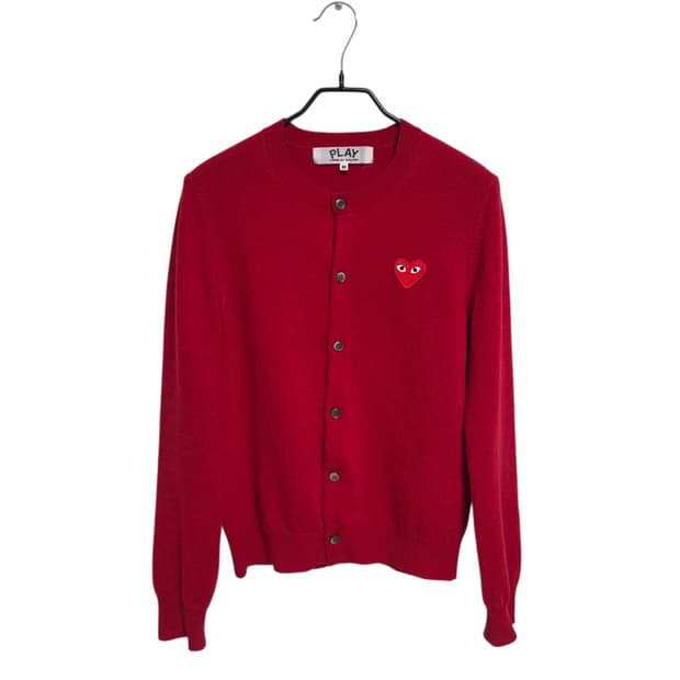 꼼데가르송 플레이 여성 라운드넥 가디건 레드