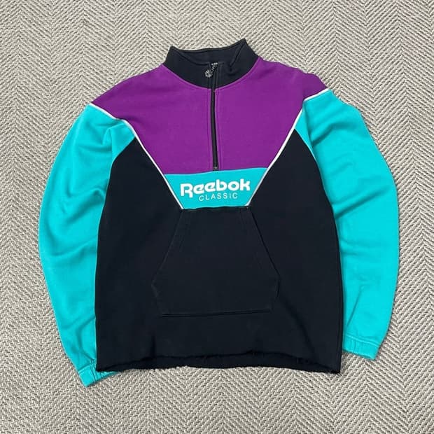 리복 반집업 배색 맨투맨 v0068