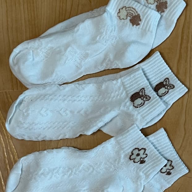 흰색 여성 양말 3세트 (얇음)
