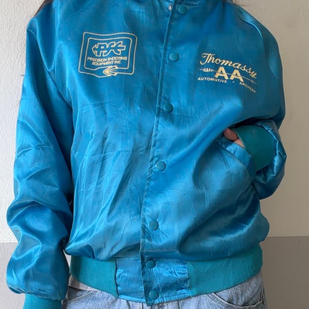 90s 빈티지 올드스쿨 블루 유광 스타디움 자켓