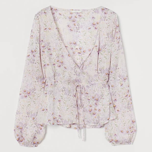 H&M 흐앤므 플로럴 랩 블라우스 S