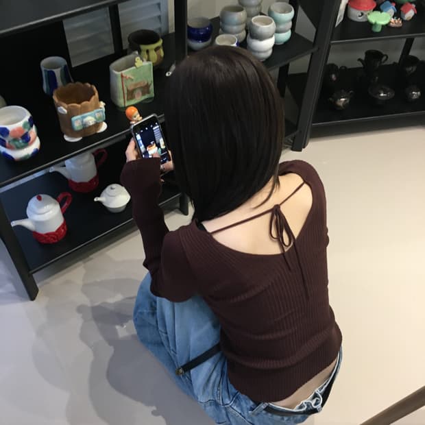 아워캐비넷 wine golgi knit