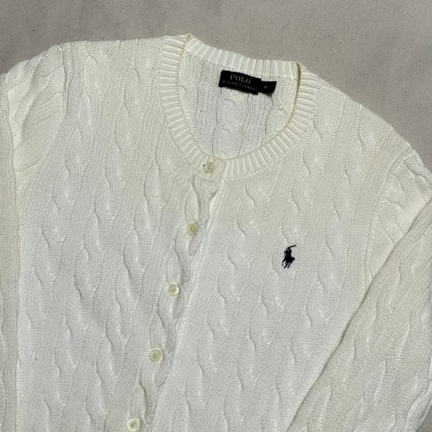 M 폴로랄프로렌 화이트 케이블 니트 가디건