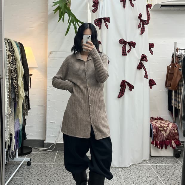 Natural brown long cardigan