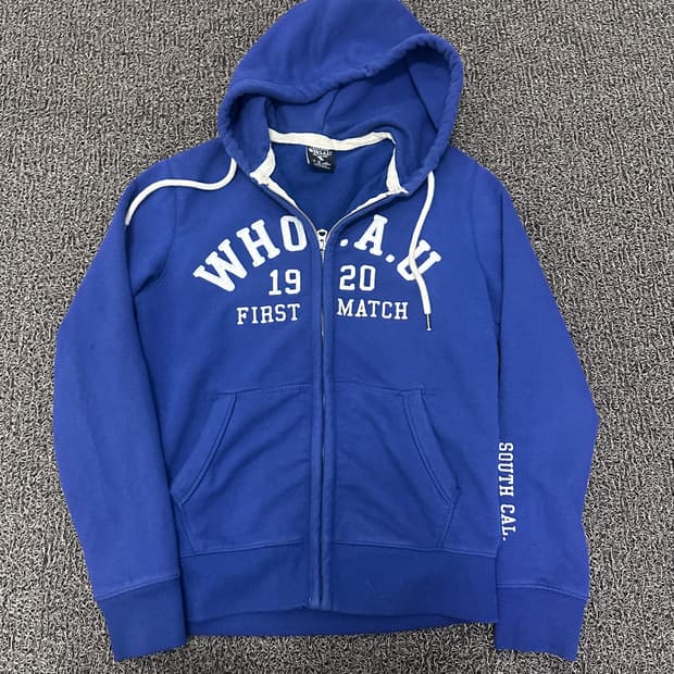 후아유 시그니처 아치로고 후드집업 블루 M