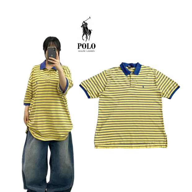 폴로 포니 PK 스트라이프 카라 반팔 티셔츠