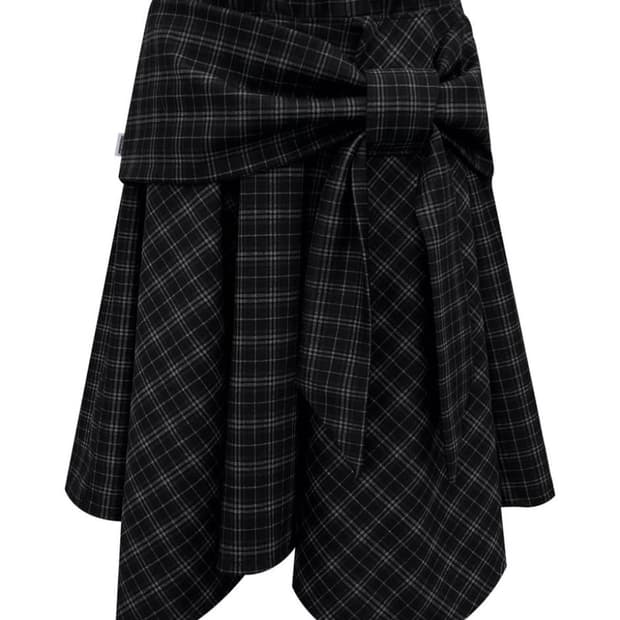 체메씨 보우 언발 체크 스커트