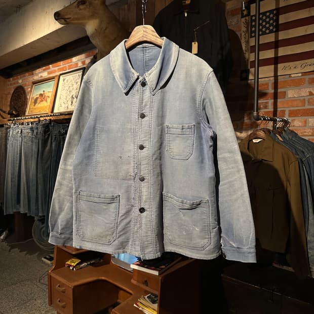 40s 50s French Moleskin Work Jacket