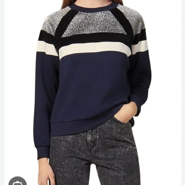 SANDRO 산드로 배색 글리터 자수 포인트 스웻셔츠 1사이즈