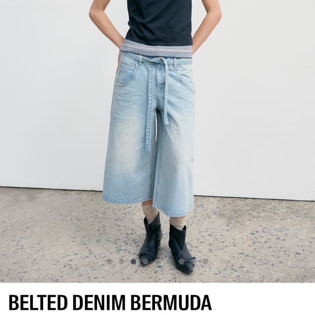 Low Classic BELTED DENIM BERMUDA PANTS