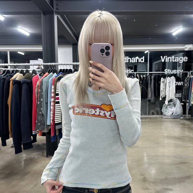 히스테릭 글래머 슬림핏 글리터 골지 니트