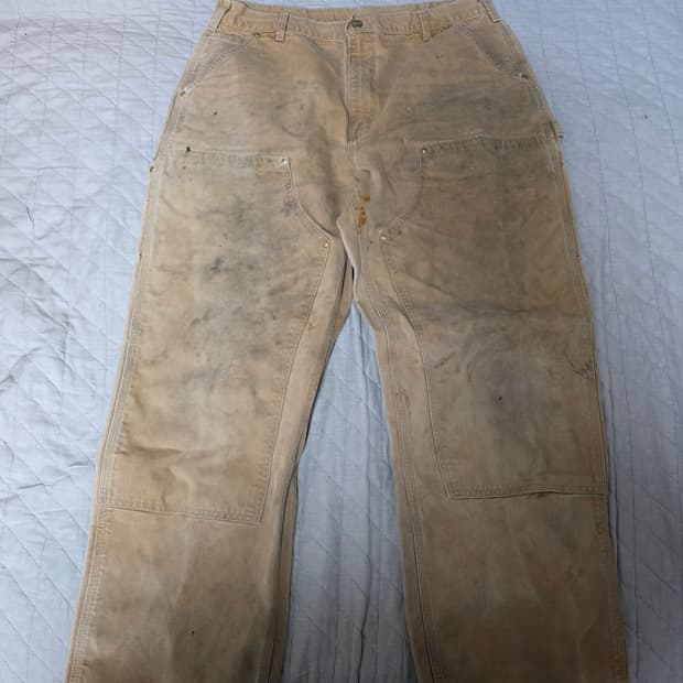 [38X30] 00s 빈티지 칼하트 더블니 B01 BRN 워크팬츠 탄