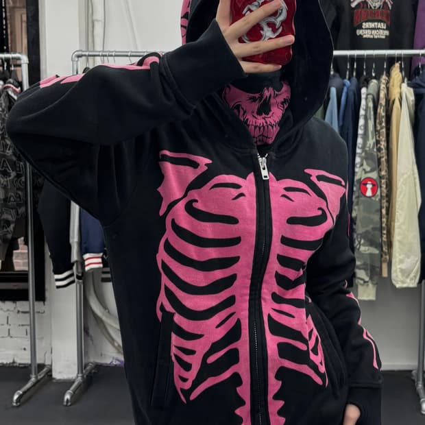 밴슨 레더 핑크 본 후드집업