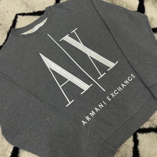 [S]아르마니 익스체인지 자수 로고 맨투맨/그레이