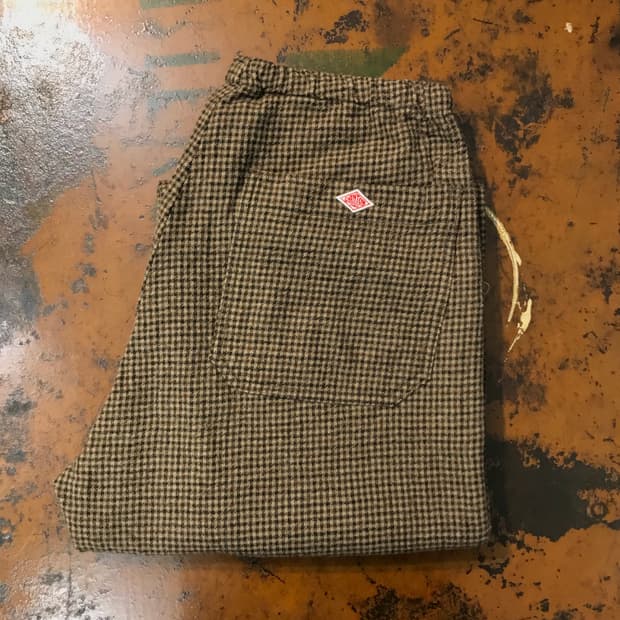 단톤 브라운 체크 울 밴딩 팬츠 허리 28 31 사이즈 