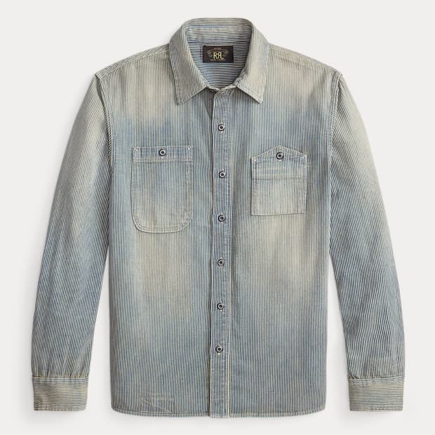 RRL 인디고 스트라이프 트윌 워크셔츠