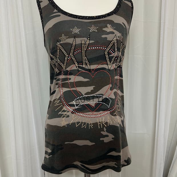 Y2K 펑투케 카모큐빅스터드 나시 슬리브리스