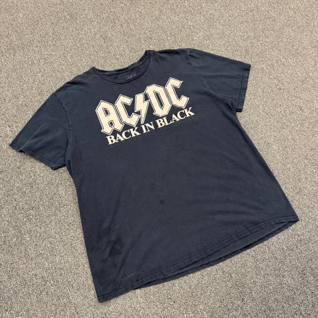 2XL) ACDC 빈티지 로고 프린팅 반팔 티셔츠