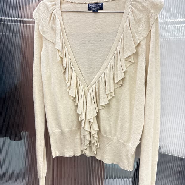 랄프로렌 코튼혼방 러플 가디건