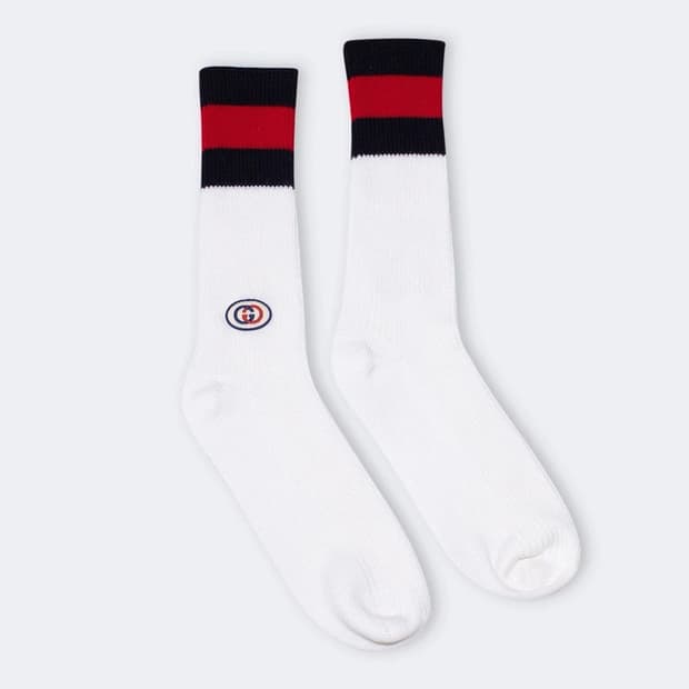 새상품 구찌 양말 인터로킹 G 웹 울 양말 화이트