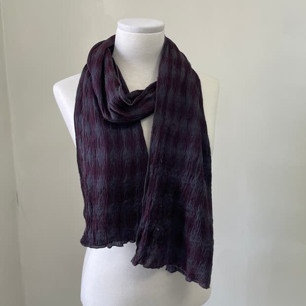 크링클 체크 텍스처 머플러 