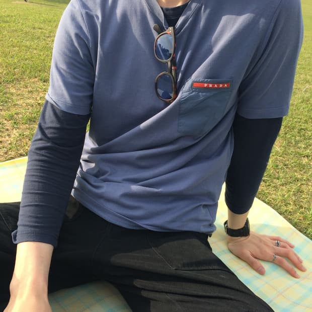 프라다 스포츠 리네아 로사 포켓 티셔츠