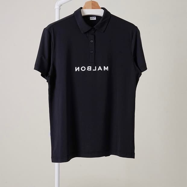 말본 블랙 반팔 카라티