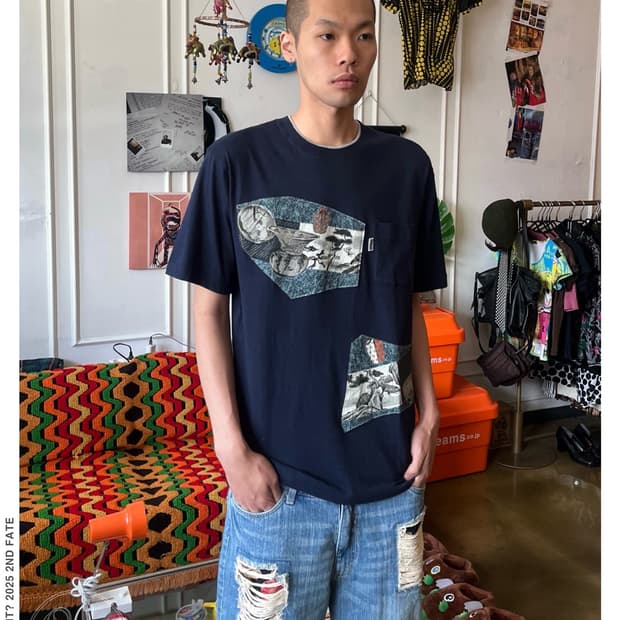 00s FIRST DOWN Oriental Art Patch Work T