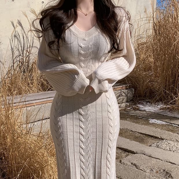 히니크 자체제작 니트 롱원피스