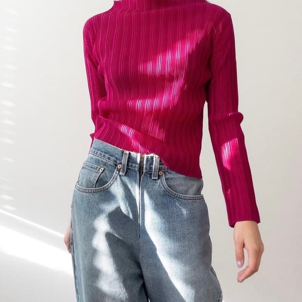 이세이미야케 플리츠플리즈 탑 마젠타 핑크