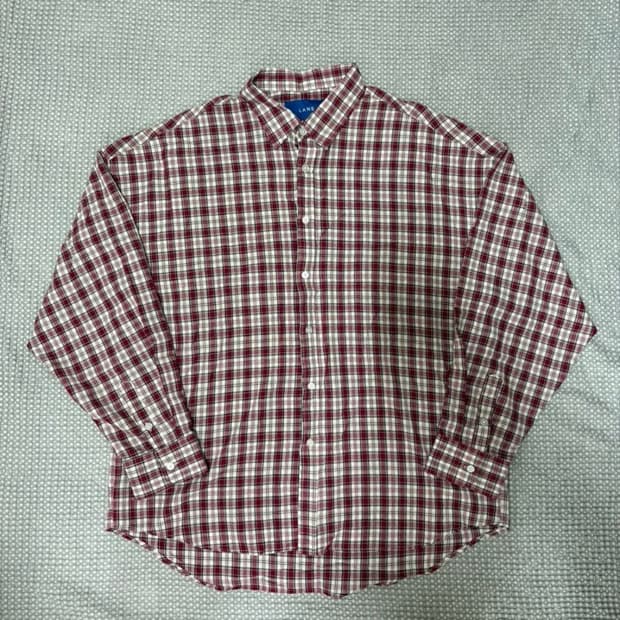 오버핏 체크 셔츠 레드 새상품