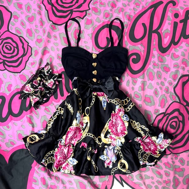 MA*RS마즈 블랙핑크 쥬얼리리본 원피스 히메오네갸루 핀터109일본빈티지