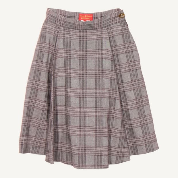 비비안웨스트우드 레드라벨 빈티지 체크 미디 스커트 치마 핑크 그레이