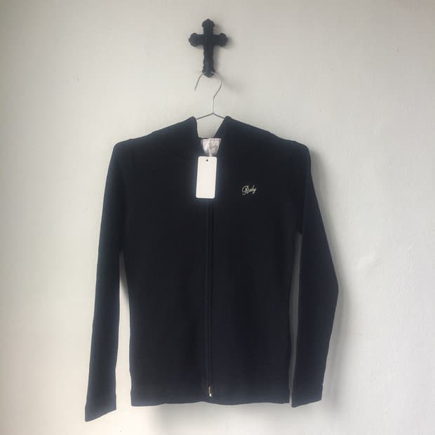 Ribbed slim fit hood zip up